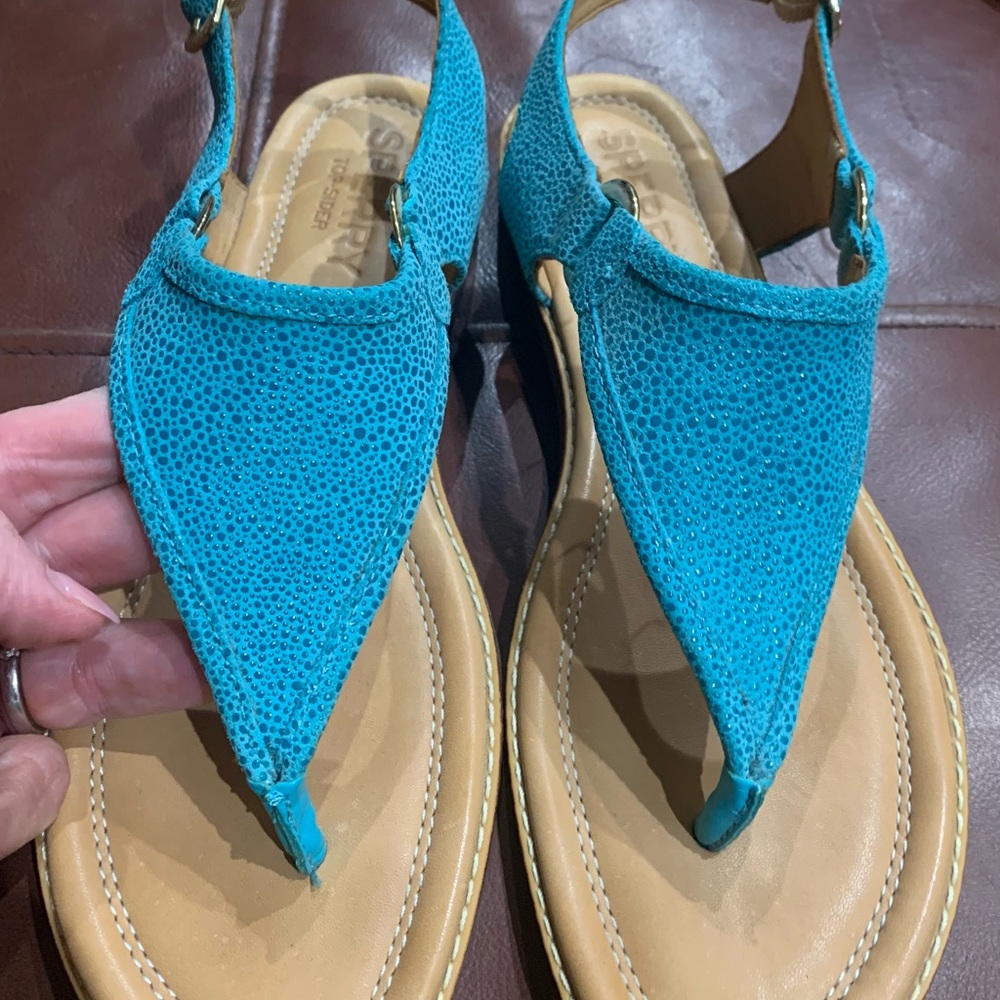 Sperry Turquoise Women's Abby Sparkle Lambskin Sandals